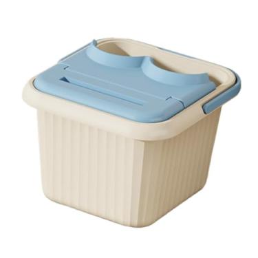 Imagem de Kokiya Bacia para banho de pés com pontos de massagem, prática para uso doméstico, relaxante para toda a casa, versátil, leve e, Azul com Tampa