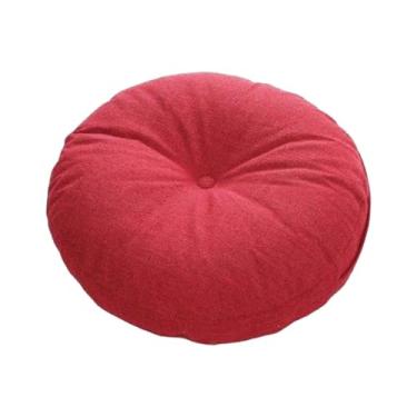 Imagem de IEUDNS Almofada de chão, tapete confortável, estilo japonês, multifuncional, redondo, almofada de chão, assento para cadeira, sofá, escritório, Vermelho