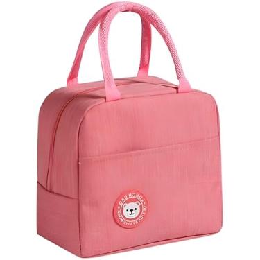 Imagem de Bolsa Térmica para Alimentos, Poliéster Rosa, 23x20x14cm, 4L, com Zíper e Bolso Externo, para Escritório e Escola