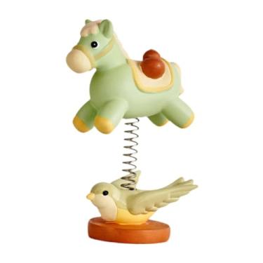 Imagem de predolo Estatueta de cavalo em resina para decoração de painel de carro, enfeite de mesa, brinquedo de cavalo com cabeça que balança para quarto, decoração de, Verde