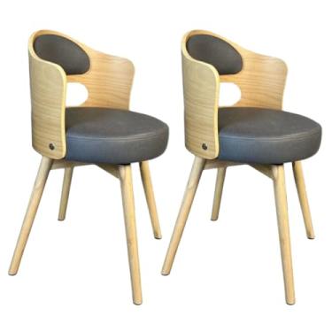 Imagem de SPXMQSS Cadeiras para sala de jantar, cadeiras de jantar giratórias de 360° com encosto, cadeira de jantar estofada de couro, cadeira ergonômica para lounge, escritório, penteadeira, cinza, 2