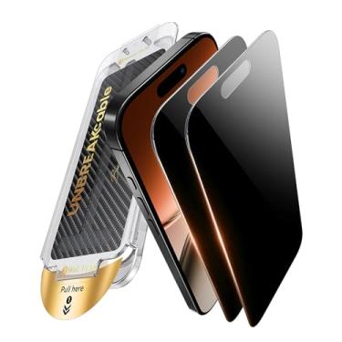 Imagem de UNBREAKcable Película de privacidade para iPhone 16 Plus/15 Plus, película de vidro temperado [OneStep à prova de poeira] [Anti-espião de 25°] [9H Military-Grade Shatterproof] [Sem bolhas] para Apple