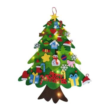 Imagem de IEUDNS Árvore de Natal de feltro para decoração de parede com luzes, faça você mesmo, 98 cm (38,58 polegadas), Style a