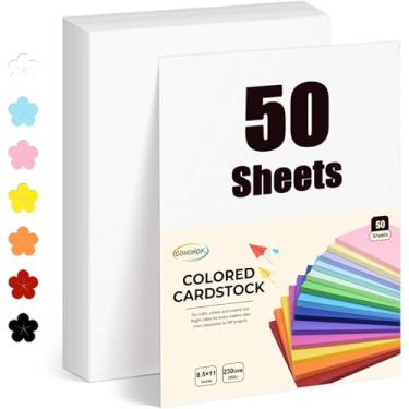 Imagem de GOHOHOF 50 folhas de cartolina branca 8,5 x 11 papel para impressora 38,6 kg/230 gsm, papel cartolina para impressora, desenho, etiquetas de presente, convites