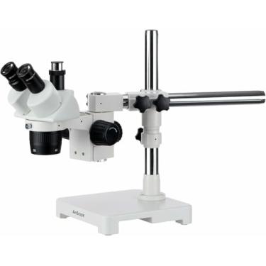 Imagem de AmScope Microscópio estéreo trinocular SW-3T24Z, oculares WH10x, ampliação 20X/40X/80X, objetiva 2X/4X, suporte de braço único, inclui lente Barlow 2.0x