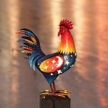 Imagem de Natelf Decorações solares para quintal de galinha ao ar livre metal decoração animal galinha quintal arte para decoração de jardim, ornamento de gramado para varanda, quintal, pátio, cozinha, presente