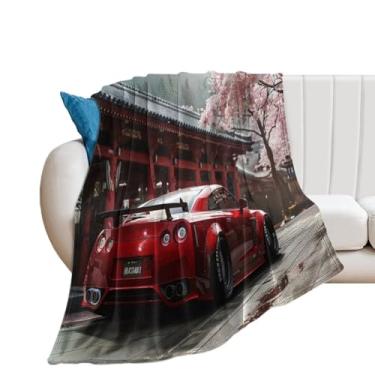 Imagem de HouLaiZhe Cobertor Super Macio Flanela Modificado Carro Esportivo R35 Flores de Cerejeira Cobertores Frescos Leves de Refrigeração para Sofá-Cama Cadeira Sofá Carro Viagem ao Ar Livre Leve Quente 127
