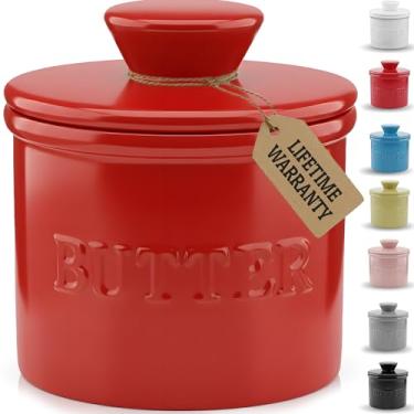 Imagem de Priority Chef Prioritychef French Butter Crock com Tampa, Mantenha A Manteiga para Barrar e Fresca, Guardião de Manteiga para Deixar No Balcão, Prato de Manteiga Francesa Perfeito para Pão e Torradas,
