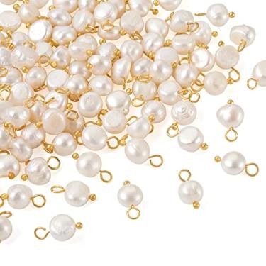 Imagem de Spritewelry Pingentes ovais de pérolas de água doce naturais 100 peças de pingentes de pérolas brancas para colar de pulseira para fabricação de joias 10-12x5,5-7x4,5-6 mm, orifício: 2,4-2,7 mm