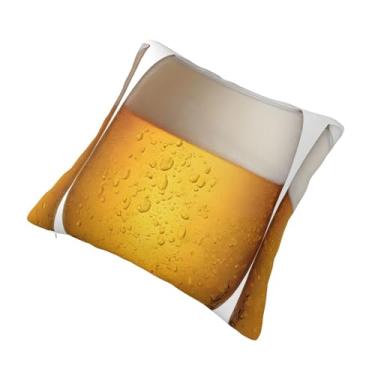 Imagem de Almofada quadrada decorativa com bolha de cerveja - Design reversível, zíper oculto, poliéster macio para sofá, cama e carro - Hipoalergênico 56 x 56 cm