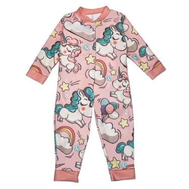 Imagem de Macacão Infantil Pijama Frio Inverno Bebê Tam. 1 ao 4 Oferta Menina So