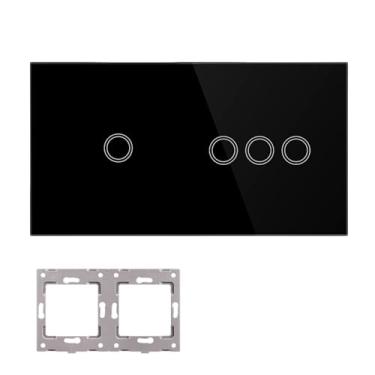 Imagem de Módulos DIY Combinação Livre 2 3 4 5 6 7 8 Touch On/Off Interruptor Inteligente Vidro Preto 157 mm Painel Tomada (1-3 Painel Gang)