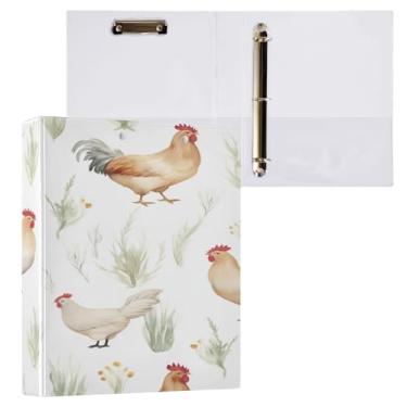 Imagem de Wassud Pasta de anel de galinha com clipe organizador de 3 anéis com fichário decorativo de bolso transparente A4 suporte de documentos para escritório, casa, pacote com 2