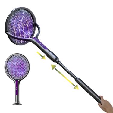 Imagem de Raquete Elétrica -Mosquito Telescópica Recarregável Lâmpada Matamosquitos USB Dois em Um Doméstico com Design de Malha Rotativa Pendurável na Parede P