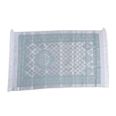 Imagem de GLOGLOW Tapete de Oração de Veludo Macio, Tapete de Oração Islâmica de Pano de Algodão de Pelúcia Com Borlas Elegantes, para Homens, Mulheres, Crianças, Decoração de Casa, Presente de (Verde)