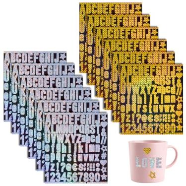 Imagem de AHANDMAKER Adesivos de letras de vinil com glitter com 12 folhas, decalques com nome do alfabeto, adesivos de alfabeto de 2,5 cm para copos Stanley, garrafas de água, presentes de aniversário, festa