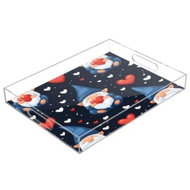 Imagem de STAYTOP Bandeja de servir de acrílico para o Dia dos Namorados, 15,7 x 11,20 cm, bandejas decorativas à prova de derramamento, organizador de bancada para café da manhã, chá, comida, maquiagem