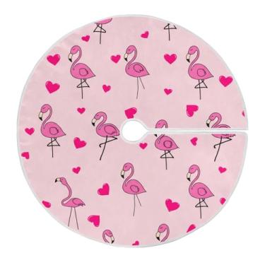 Imagem de CEBUGI Saia de árvore de Natal de 120 cm, tapete redondo macio com cordão, saia de flamingos fofa para decoração de Natal, Halloween, férias em casa