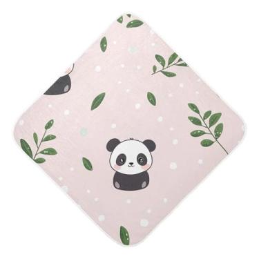 Imagem de STAYTOP Toalhas de bebê fofas de musselina panda com capuz, toalha de banho super macia, toalhas de banho absorventes para banho recém-nascido unissex 76 x 76 cm