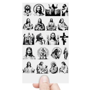 Imagem de Graviarte - Cartela 20 Adesivos Senhor Jesus Cristo Salvador Fé DTF UV