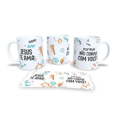 Imagem de Caneca Branca com Estampa de UFO e Alienígena, Tema Espacial, Design Divertido com Frase em Português (15425)