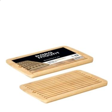 Imagem de Tábua Migalheira de Bambu 35,5X24,5X1,7CM Multiuso Cortar Pão Bolos Bandeja Pães Mesa Café da Manhã