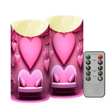 Imagem de Wassud Pacote com 2 velas românticas sem chamas para cadeira de coração com controle remoto, velas realistas cintilantes com temporizador, velas decorativas para Natal, casamento, festa, decoração de