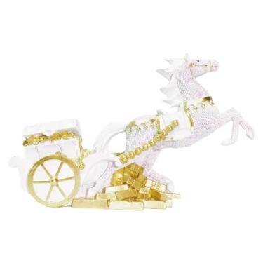 Imagem de Generic Escultura de animal, estátua de cavalo, presente artesanal, ornamento, estatueta de resina para lareira, mesa, estante, sala de estar, Ano Lunar, Branco