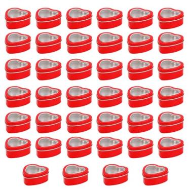 Imagem de MOUYAT 40 peças de latas de metal em forma de coração de 59 ml com tampas de janela transparentes, lata vazia de folha de flandres para doces de festa, caixa de armazenamento para presentes, tesouros