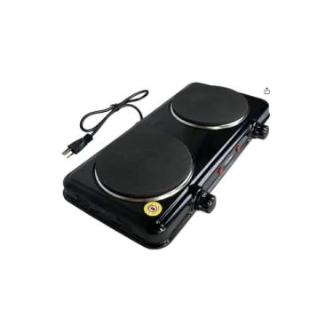 Imagem de Fogão Elétrico por Indução 2 Bocas, 2000W, 220V, Preto, Metal e Plástico, 43x21x6cm, Portátil