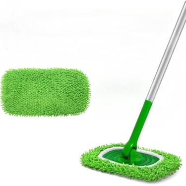 Imagem de Almofadas de esfregão de microfibra – 1 pacote de refis laváveis reutilizáveis para limpeza de piso molhado e seco - serve na maioria dos esfregões padrão - Almofadas de limpeza doméstica verdes