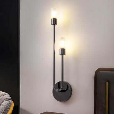 Imagem de Arandela de parede moderna com cúpula de vidro, estilo medieval, para corredor, G9*2, dourada, ideal para quarto, cabeceira, banheiro, sala de estar, penteadeira (colorida).