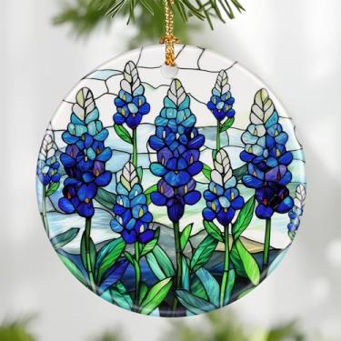 Imagem de Enfeite de flores silvestres Texas Bluebonnet, enfeite de Natal – decoração de árvore de Natal, decoração de férias, material de meias, ideia de presente festivo, presentes para amantes de flores