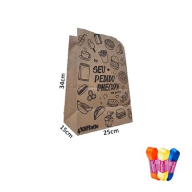 Imagem de Kit Saco SOS 7,5kg Impresso Lanche 50 Unidades + Fita Cetim Impressa 22mm x 10m