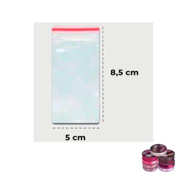 Imagem de Kit Saco Zip 5x8.5cm C/100 + Fita Cetim Rolo 22mmx50mts