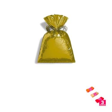 Imagem de Kit Saco Metalizado 89X120 com 10 Unidades e Fita Cetim 38mm x 10m