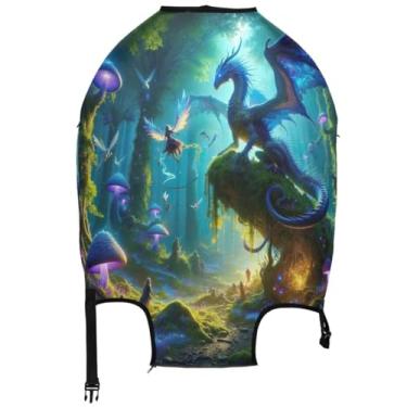 Imagem de Joisal Fantasia Dragão Elfo Protetor de Bagagem Colorido Capas de Mala Lavável Acessórios de Viagem Mala Manga Terno, fantasy dragon elf colorido, S 18-20 in, Capa de mala