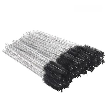 Imagem de 50 peças de pincéis de sobrancelha descartáveis para sobrancelhas com purpurina, cabo de rímel, aplicador de cílios (preto SIlver)