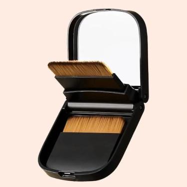 Imagem de Conjunto de pincéis cosméticos de base reta portátil - Kit de pincéis de base profissional de cabeça plana para cosméticos