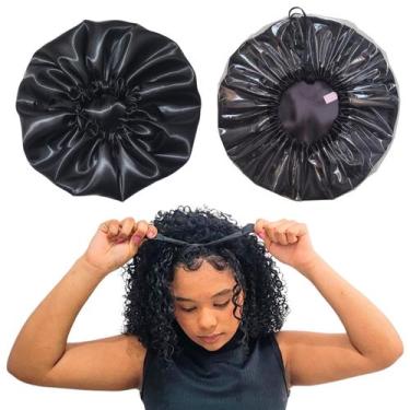 Imagem de Kit Touca de Cetim, Touca de Banho com Cetim e Afro Puff - IsaToucas, 