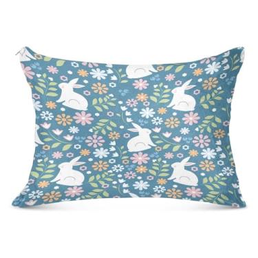 Imagem de Capa de almofada fofa rainha de coelho branco, 53 x 137 cm, respirável, com zíper, antiestática, capas de travesseiro corporais