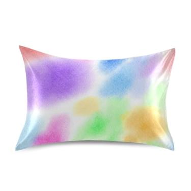 Imagem de Fronhas para cabelo abstrato aquarela roxa padrão king queen fronhas decoração de cama de cetim capa de almofada personalizada tamanho king size 101,6 cm x 50,8 cm