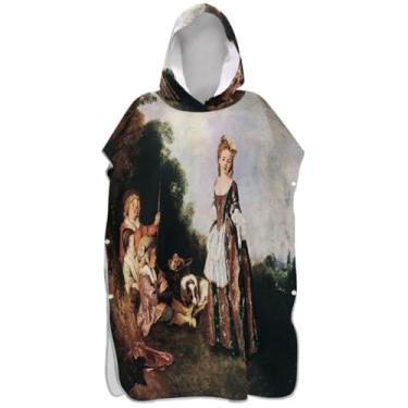 Imagem de Joisal Roupão de mudança de poncho de surfe com pintura romântica clássica para adultos Adul Plus Size para mulheres toalhas de banho com capuz
