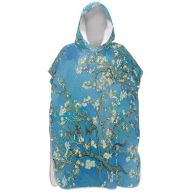 Imagem de Joisal Aquarela Flores Brancas Surf Poncho Trocador para Adultos Secagem Rápida Adulto Ponchos para Mulheres Praia Moletom Toalha Floral