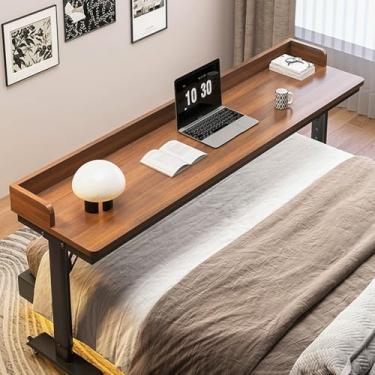 Imagem de HGTRH Mesa sobreposta de altura ajustável para laptop com rodas, mesa de trabalho sobre a cama com defletores, mesa de cama móvel para casa, mesa de cama com rodinhas de hospital, quarto, G, 130 cm