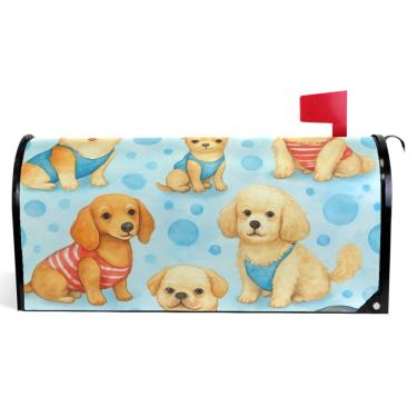 Imagem de TSENQUE Capas decorativas azuis para caixa de correio de vinil magnético, decorações de caixa de correio, tamanho padrão, 52,5 x 45,8 cm