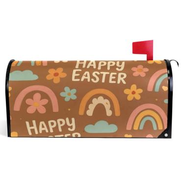 Imagem de TSENQUE Capas de caixa de correio magnéticas decorativas de primavera envoltórios de caixa de correio de vinil lindas flores arco-íris marrom decoração de caixa de correio para casa de fazenda ao ar
