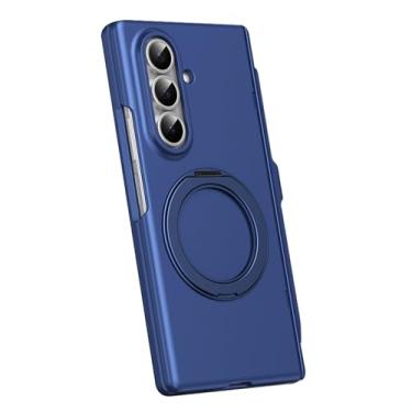 Imagem de POYUFRG Capa magnética para Samsung Galaxy Z Fold 7, capa fosca de proteção de dobradiça de tela com tudo incluso com suporte para S-Pen e capa de suporte de anel de metal, azul, Z Fold 7