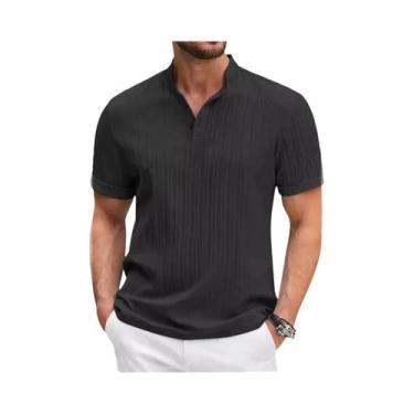 Imagem de Camisa Masculina Casual De Algodão E Linho Estilo Retrô Havaiano Com G