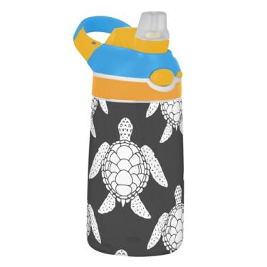 Imagem de Garrafa de água esportiva Tritan de 473 ml com canudo para crianças, meninas, meninos, garrafa de água reutilizável de 473 ml, copo infantil portátil à prova de vazamento, alça de transporte, estampa